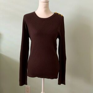 Tory Burch, long sleeve brown sweater size XL. Cotton and Cashmere